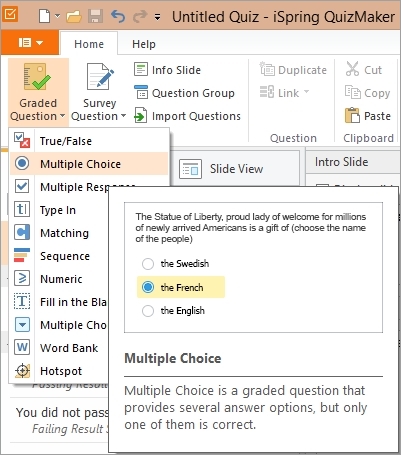 make a multiple choice quiz